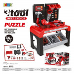 Veľký stolík s rôznim náradím čierno-červený